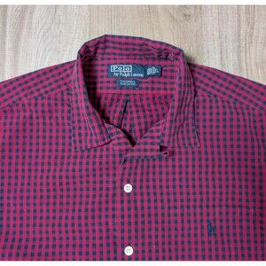 Vintage Polo Ralph Lauren Size L Caldwell Shirt Pocket Cotton Plaid 90s USA Made